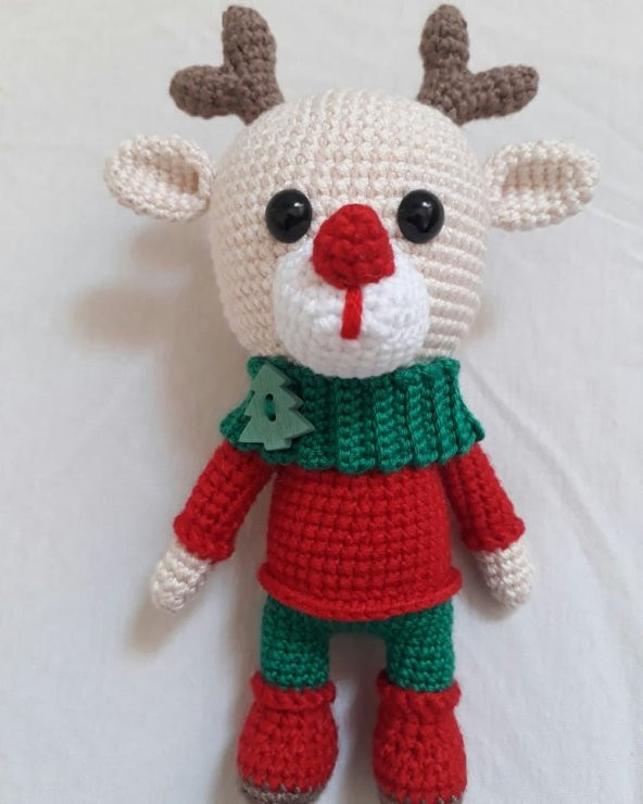 Sevimli Yılbaşı Geyiği Amigurumi Organik Oyuncak - 1