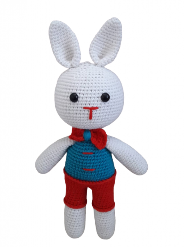 Beyaz Tavşan Amigurumi Organik Oyuncak - 1