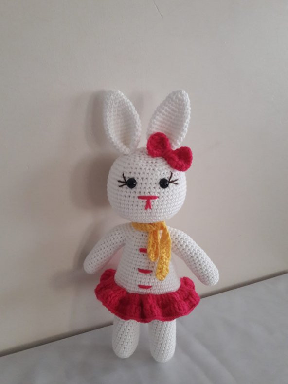 Sevimli Süslü Tavşan Amigurumi Organik Oyuncak - 1