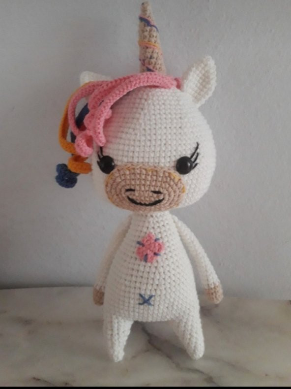 Sevimli Unicorn Amigurumi Organik Oyuncak - 1