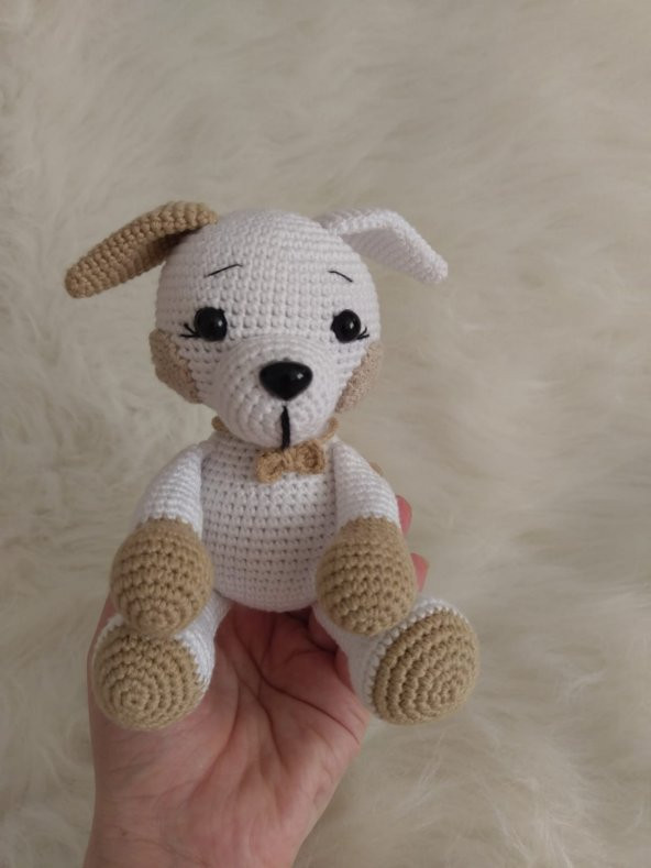 Oturan Sevimli Köpek Amigurumi Organik Oyuncak - 1