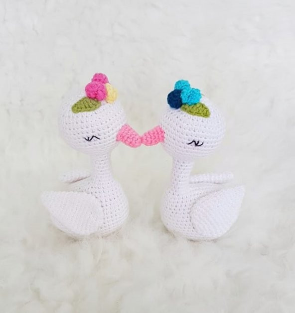 Sevimli Kuğular Amigurumi Organik Oyuncak - 1