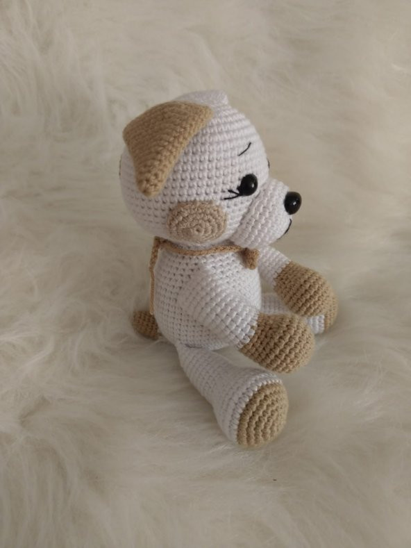 Oturan Sevimli Köpek Amigurumi Organik Oyuncak - 2