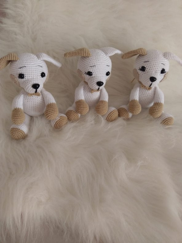 Oturan Sevimli Köpek Amigurumi Organik Oyuncak - 3