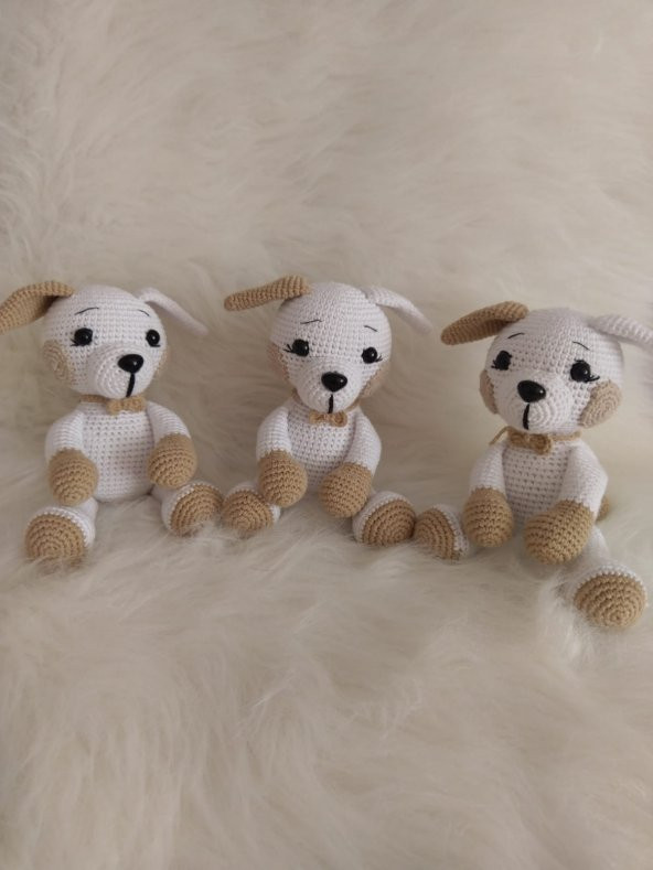 Oturan Sevimli Köpek Amigurumi Organik Oyuncak - 5