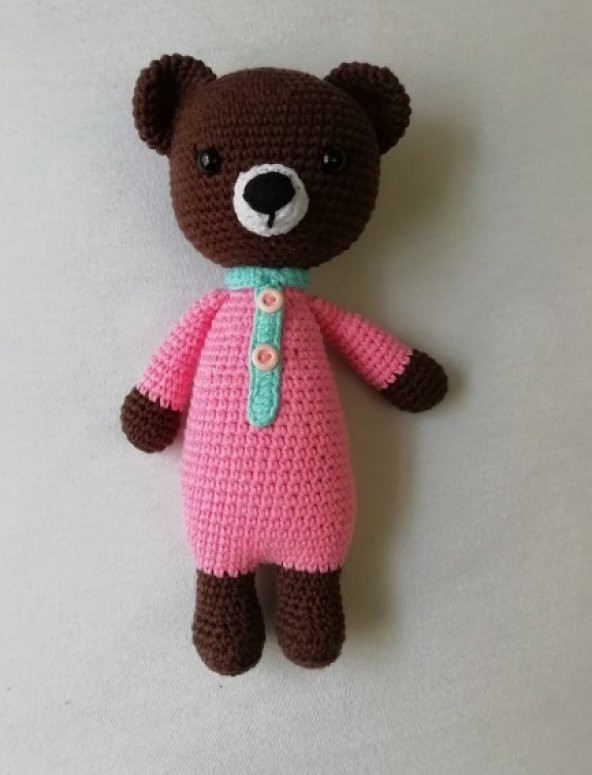Sevimli Esmer Ayıcık Amigurumi Organik Oyuncak - 1