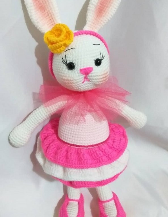 Süslü Sevimli Tavşan Amigurumi Organik Oyuncak - 2