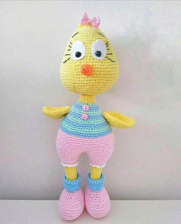 Süslü Civciv Amigurumi Organik Oyuncak - 1