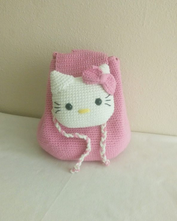 Hello Kitty Örgü Amigurumi Çocuk Çantası
