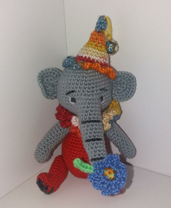 Palyaço Fil Amigurumi Organik Oyuncak - 1