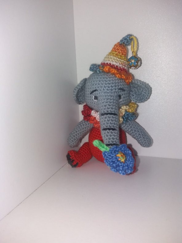 Palyaço Fil Amigurumi Organik Oyuncak - 2