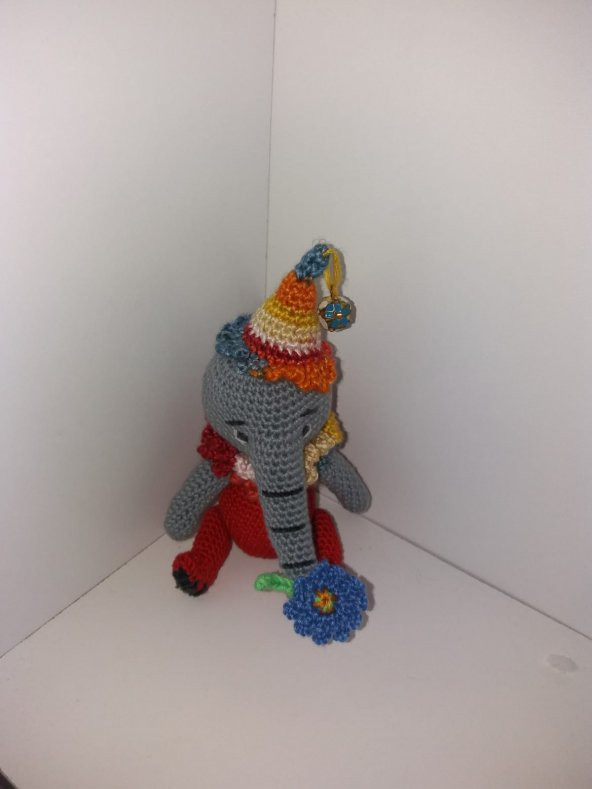 Palyaço Fil Amigurumi Organik Oyuncak - 3