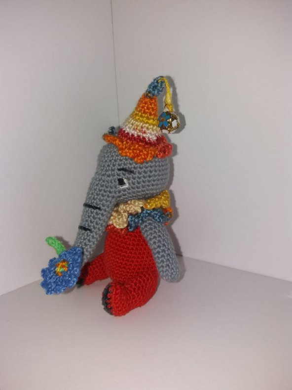 Palyaço Fil Amigurumi Organik Oyuncak - 4