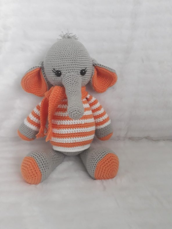 Sevimli Fil Amigurumi Organik Oyuncak - 1