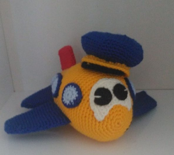 Pilot Uçak Amigurumi Organik Oyuncak