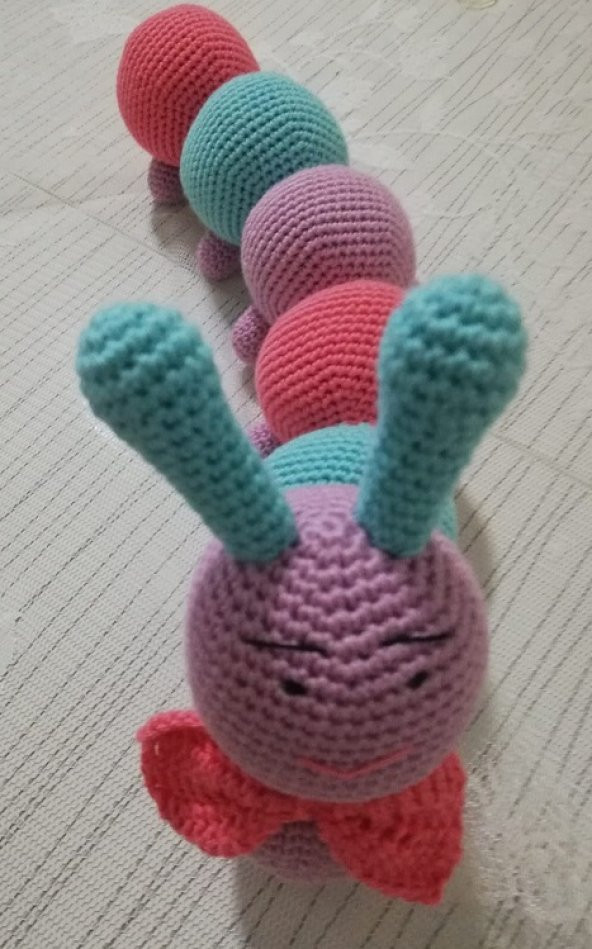 Renkli Tırtıl Amigurumi Organik Oyuncak