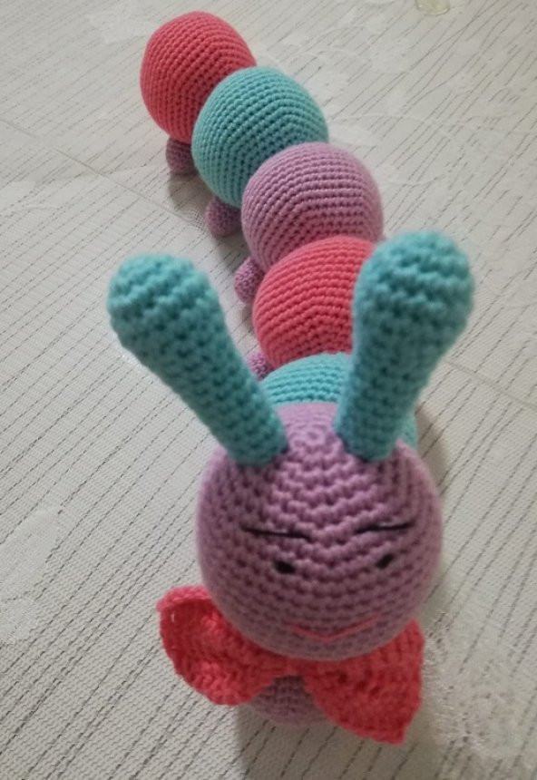Renkli Tırtıl Amigurumi Organik Oyuncak - 2