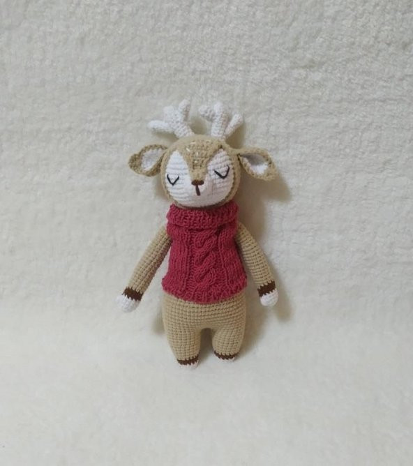 Sevimli Geyik Uyku Arkadaşı Amigurumi Organik Oyuncak - 1