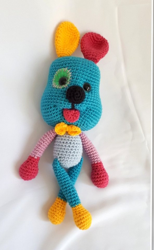 Sevimli Köpek Çıngırak Amigurumi Organik Oyuncak - 1