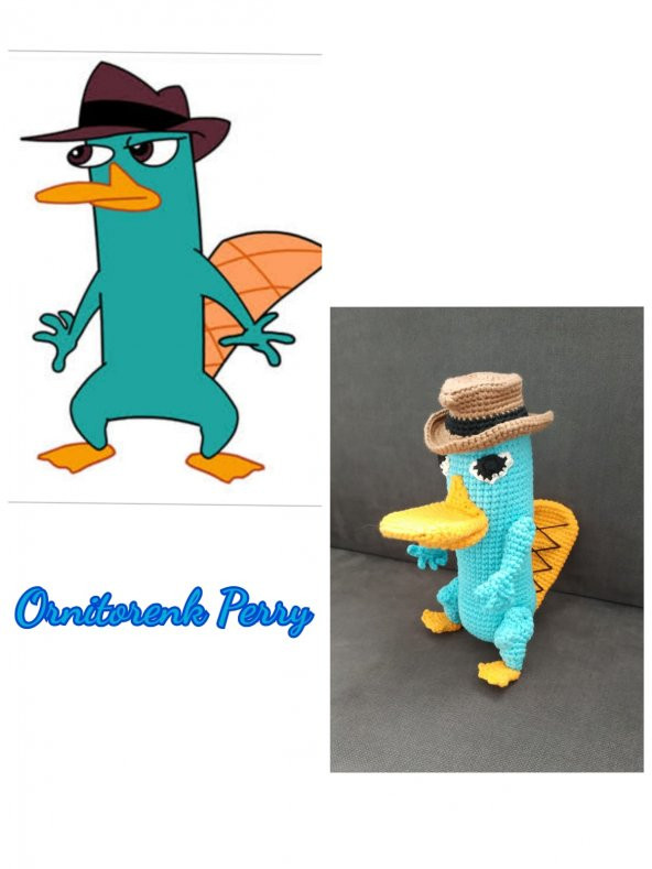Ornitorenk Perry (Ajan P) Amigurumi Organik Oyuncak
