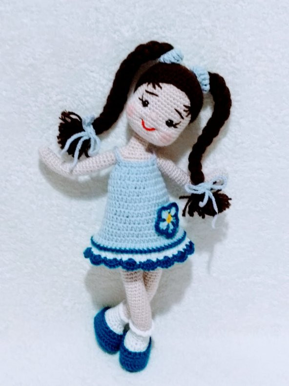 Mavi Çitlembik Bebek Amigurumi Organik Oyuncak