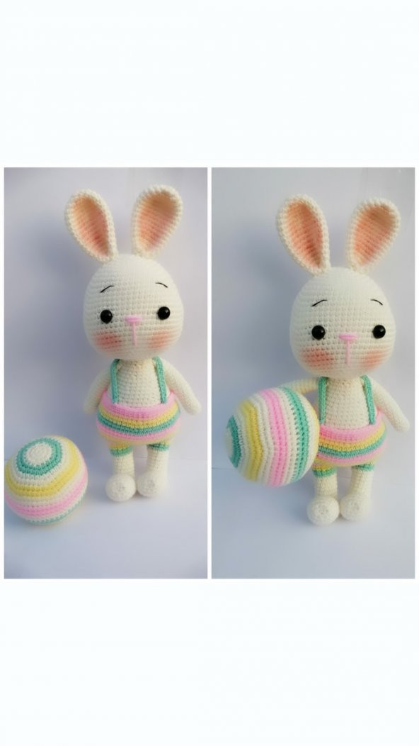 Tavşan Sunny ve Topu Amigurumi Organik Oyuncak - 3