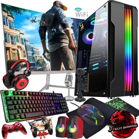 J-TECH GX319 i5 3470 16GB RAM 1TB+256GB SSD R7-240/4GB E.Kartı 24" FHD Wi-Fi Oyuncu Bilgisayarı - Resim 1