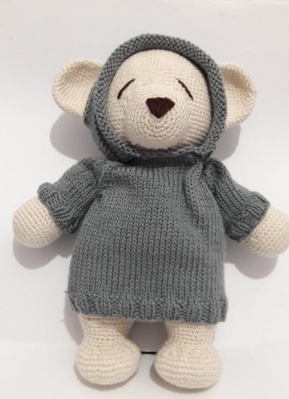 Şapkalı Ayı Boss Amigurumi Organik Oyuncak