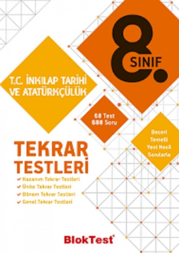 8. Sınıf T.C. İnkılap Tarihi ve Atatürkçülük Tekrar Testleri Bloktest Yayınları