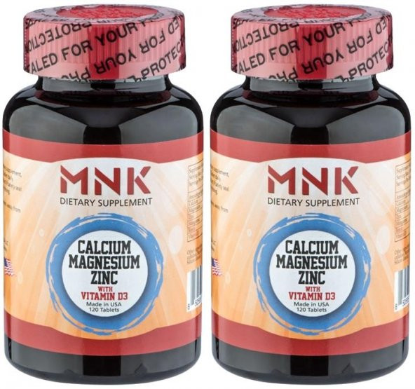 Mnk Calcium Magnesium Zinc Vitamin D3 2x120 Tablet Kalsiyum Magnezyum Çinko D3 Vitamini