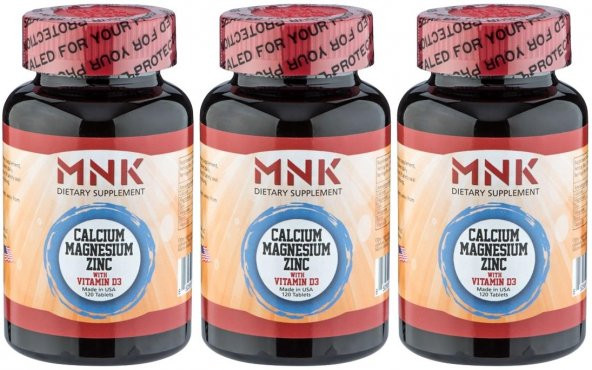 Mnk Calcium Magnesium Zinc Vitamin D3 3x120 Tablet Kalsiyum Magnezyum Çinko D3 Vitamini