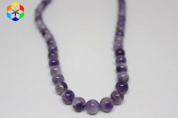 Ametist Taşı YARIM Dizi 10mm (18cm uzunluğundadır) - Resim 2