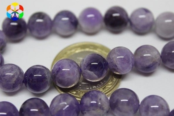 Ametist Taşı YARIM Dizi 10mm (18cm uzunluğundadır) - Resim 3
