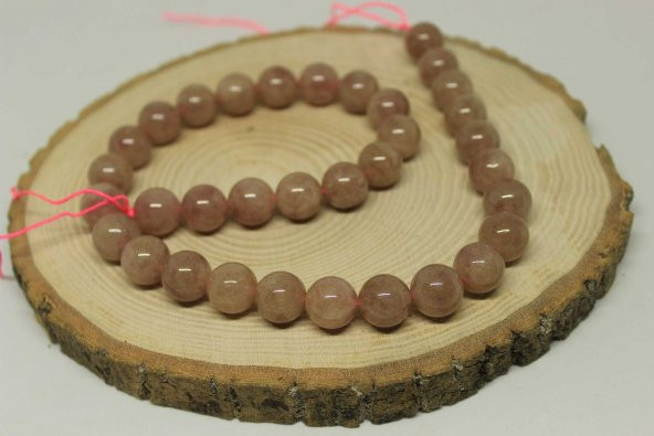 Çilek Kuvars Taşı YARIM Dizi 12mm (18cm uzunluğundadır) - Resim 3