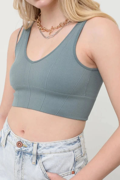 V Yaka Fitilli Büstiyer Mint - 7