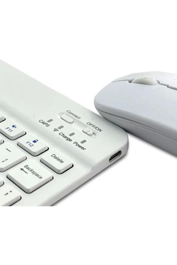 Bluetooth Kablosuz Ingilizce Klavye Ve Fare Şarj Edilebilir Alüminyum Alaşımtaşınabillir Midiklavye - Resim 4