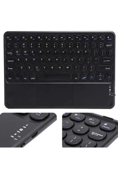 Taşınabilir Ultra Ince Kablosuz Ipad/tablet/pc/telefon Touchpad Slim Bluetooth Klavye Siyah - 6