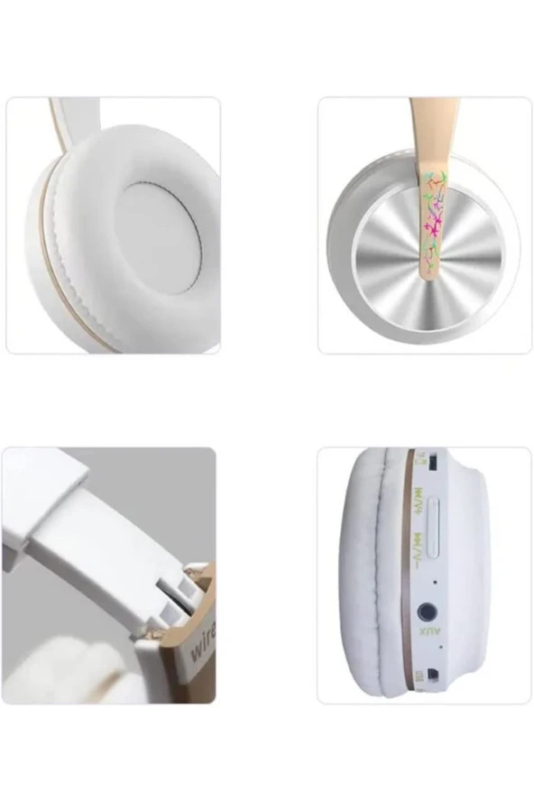 Kablosuz Kulaklık Renkli Aux Kablo Tf Kart Desteği Konforlu Kaliteli Müzik Colorful Light - 3