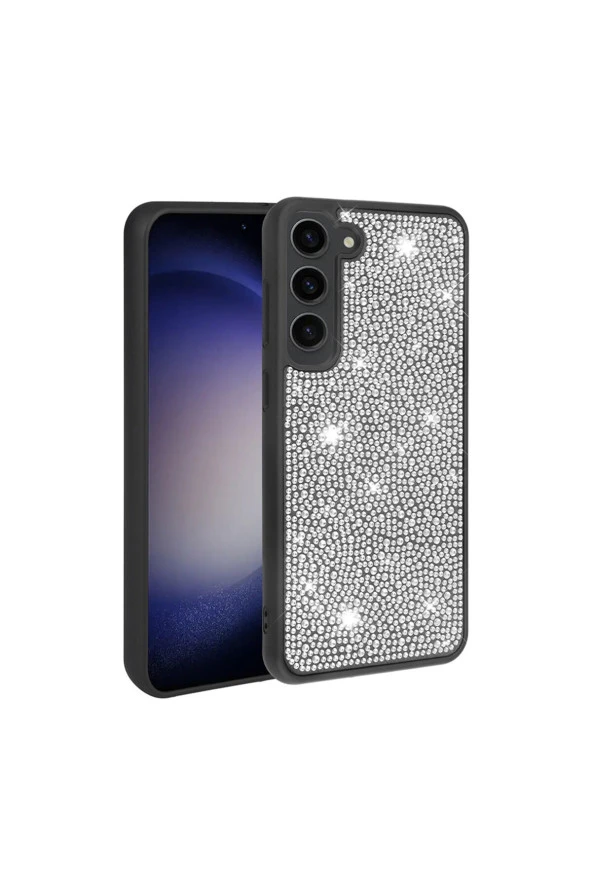 Samsung Galaxy S23 ile uyumlu Kılıf Parlak Kamera Koruma Çıkıntılı Taşlı Tasarım Z-Ston Kapak ürün görseli