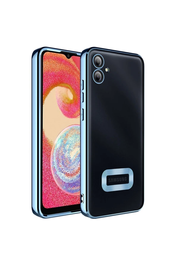 Galaxy A04E ile Uyumlu Kılıf Kamera Korumalı Logo Gösteren Colored Z-omega SİERRA MAVİ