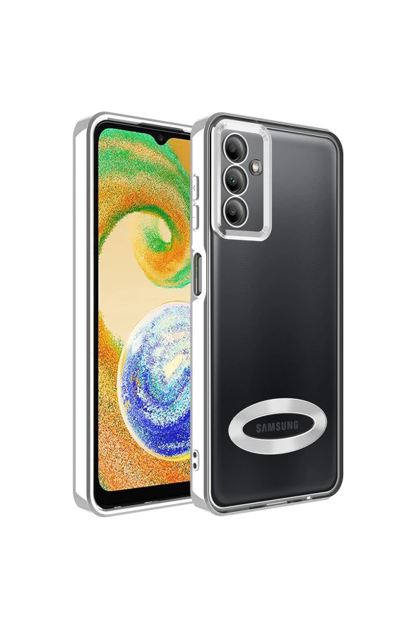 Galaxy A34 ile Uyumlu Kılıf Kamera Korumalı Logo Gösteren Colored Z-omega Gümüş ürün görseli
