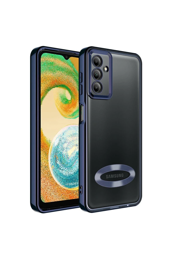 Galaxy A54 ile Uyumlu Kılıf Kamera Korumalı Logo Gösteren Colored Z-omega Lacivert ürün görseli