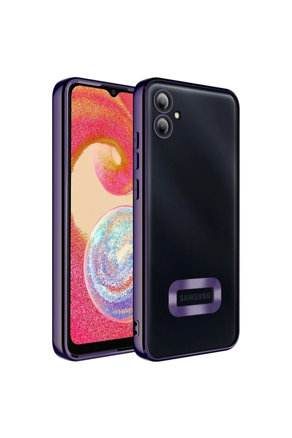 Galaxy A04E ile Uyumlu Kılıf Kamera Korumalı Logo Gösteren Colored Z-omega Derin Mor ürün görseli