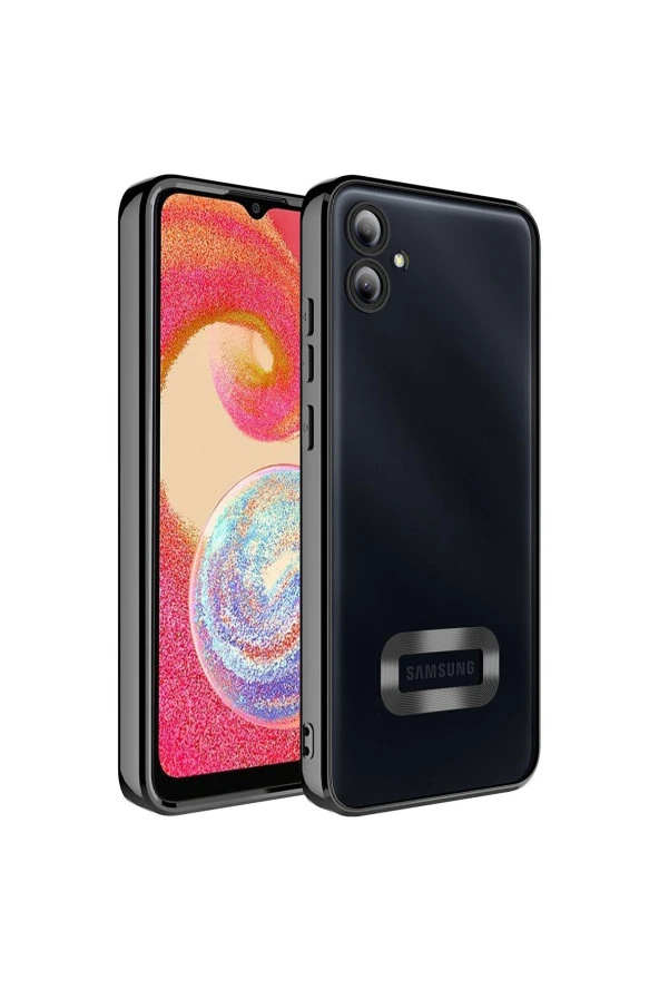 Galaxy A04E ile Uyumlu Kılıf Kamera Korumalı Logo Gösteren Colored Z-omega Siyah ürün görseli