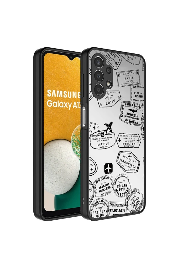 Samsung Galaxy A32 4g Ile Uyumlu Aynalı Seyahat Desenli Kamera Korumalı Parlak Z- Mirror Kapak