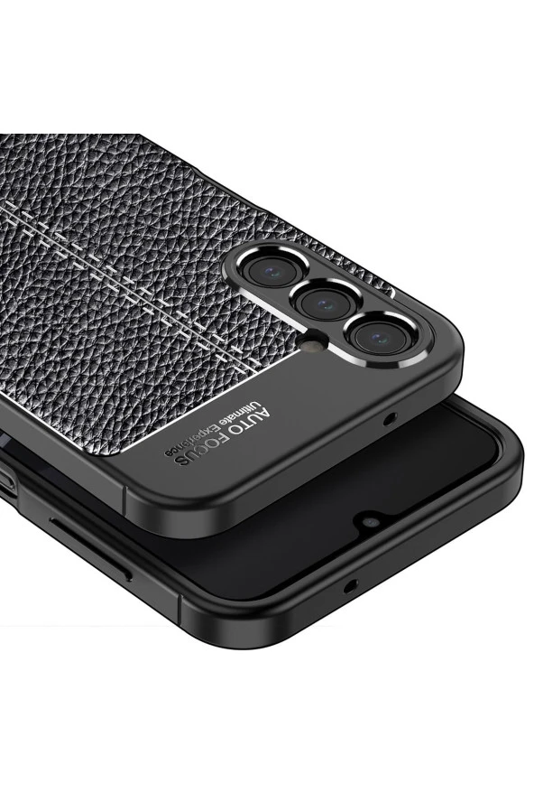 Galaxy A24 Ile Uyumlu Silikon Kılıf Niss Silikon Deri Görünüm Ultra Slim Fit Kılıf Lacivert - Resim 3