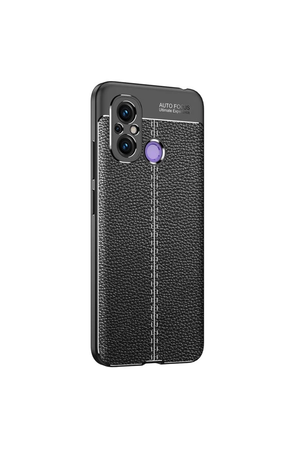 Xiaomi Redmi 12c Ile Uyumlu Silikon Kılıf Niss Silikon Deri Görünüm Ultra Slim Fit Kılıf Siyah ürün görseli