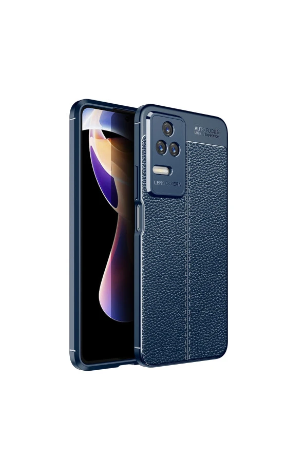 Xiaomi Poco F4 Ile Uyumlu Silikon Kılıf Niss Silikon Deri Görünümlü Ultra Slim Fit Kılıf Lacivert