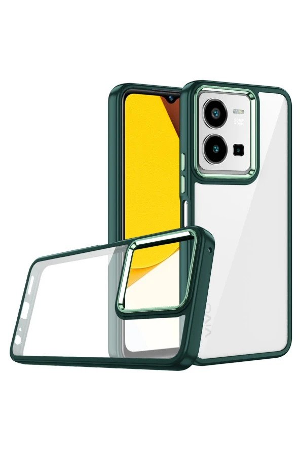 Vivo Y16 Ile Uyumlu Kılıf Kontrast Renk Tasarımlı Cynosure Kapak Yeşil ürün görseli