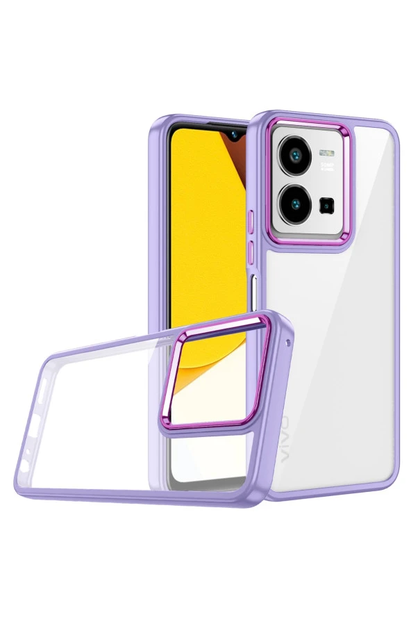 Vivo Y16 Ile Uyumlu Kılıf Kontrast Renk Tasarımlı Cynosure Kapak Lila ürün görseli